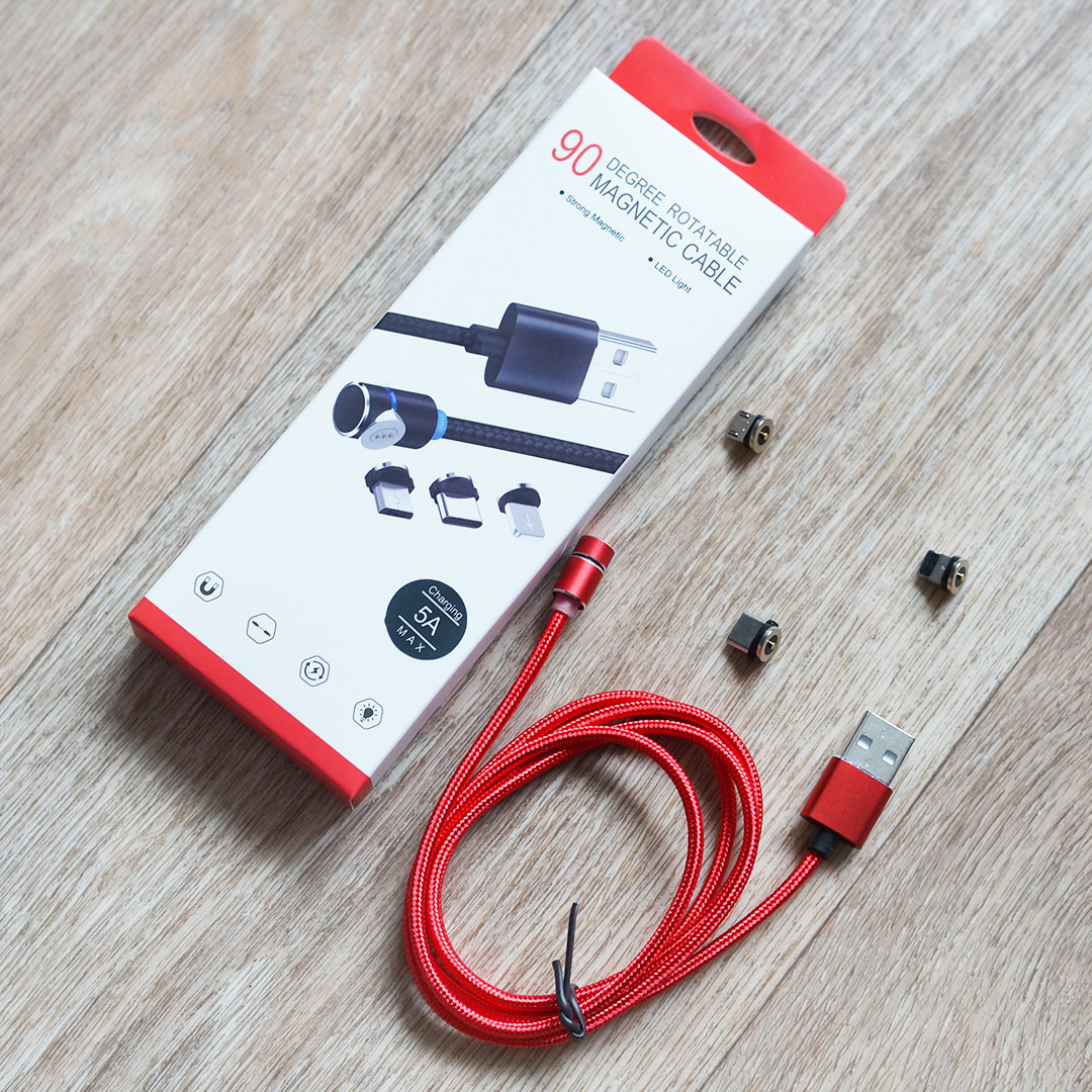 Магнитный кабель с тремя наконечниками для зарядки смартфонов (1m, Lightning + USB Type-C + Micro USB)