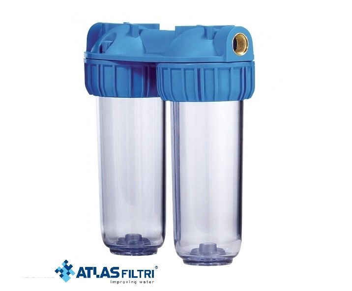 Двойной корпус фильтра стандарта 10”, 3/4" (Senior Duplex 3p), Atlas