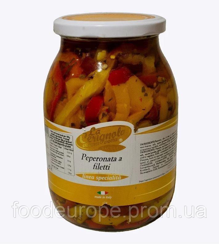 ПЕРЕЦ СО СПЕЦИЯМИ РЕЗАННЫЙ ПОЛОСКАМИ LA CERIGNOLA 950г