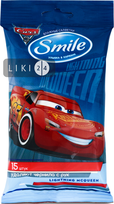 САЛФЕТКИ ВЛАЖНЫЕ "SMILE", КПД ООО уп. 15 "Тачки"