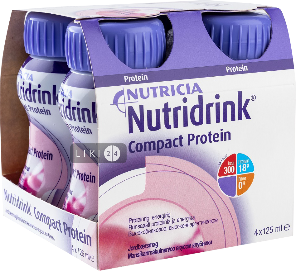 НУТРИДРИНК ПРОТЕИН СО ВКУСОМ КЛУБНИКИ, Nutricia уп. 4 125 мл