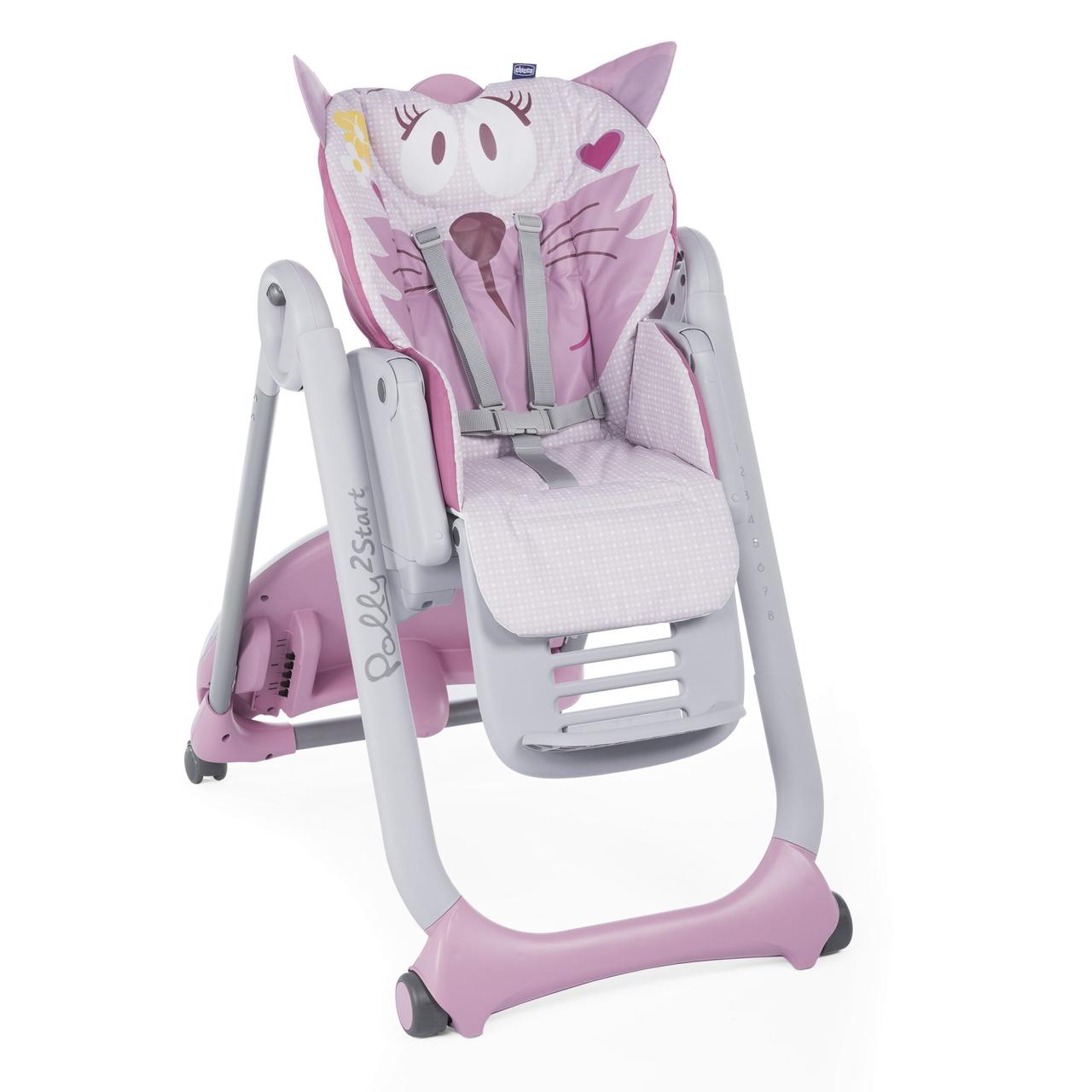 Стульчик для кормления Chicco Polly 2 Start 4-х колесный "Miss Pink"