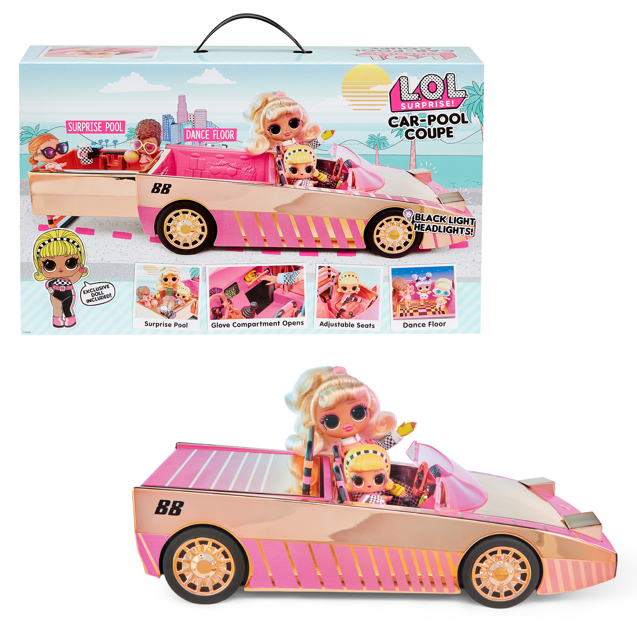 LOL Surprise Car-Pool Coupe с куклой Drag Racer кукла с машиной 565222