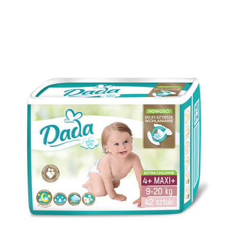 Детские подгузники Dada Extra soft 4+ MAXI+ / 42 шт. / 9-20 кг