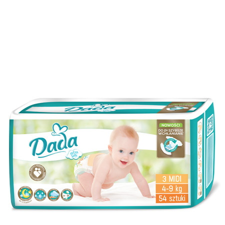 Детские подгузники Dada Extra soft 3 MIDI — 54 шт. / 4-9 кг