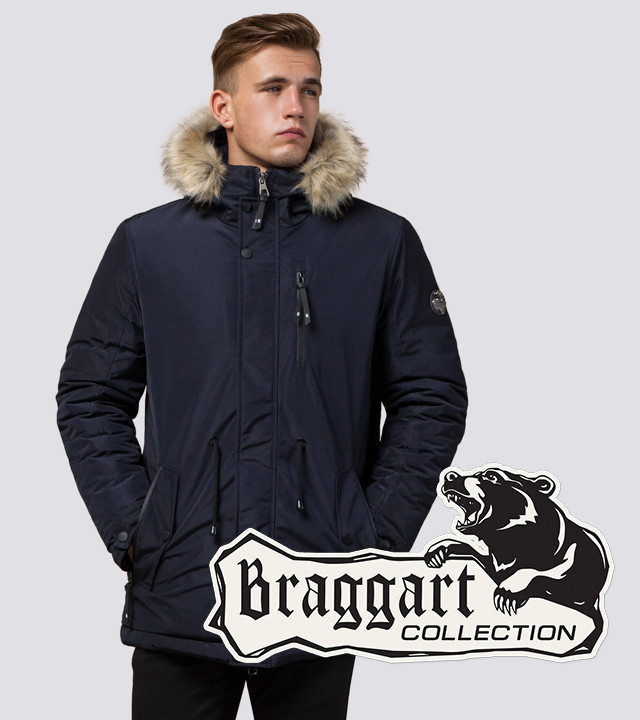 Braggart Black Diamond 31720 | Парка мужская с опушкой синяя р. 46 48 52 54