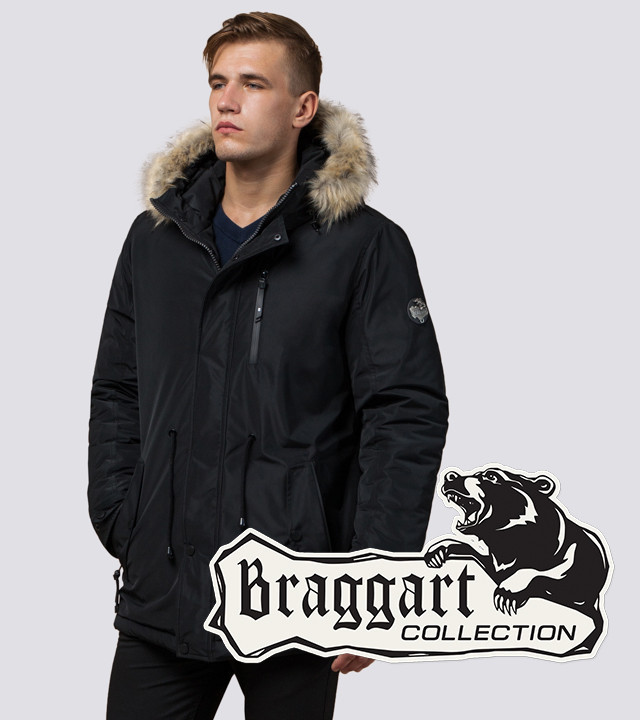 Braggart Black Diamond 31720 | Мужская парка с меховой опушкой черная р. 46