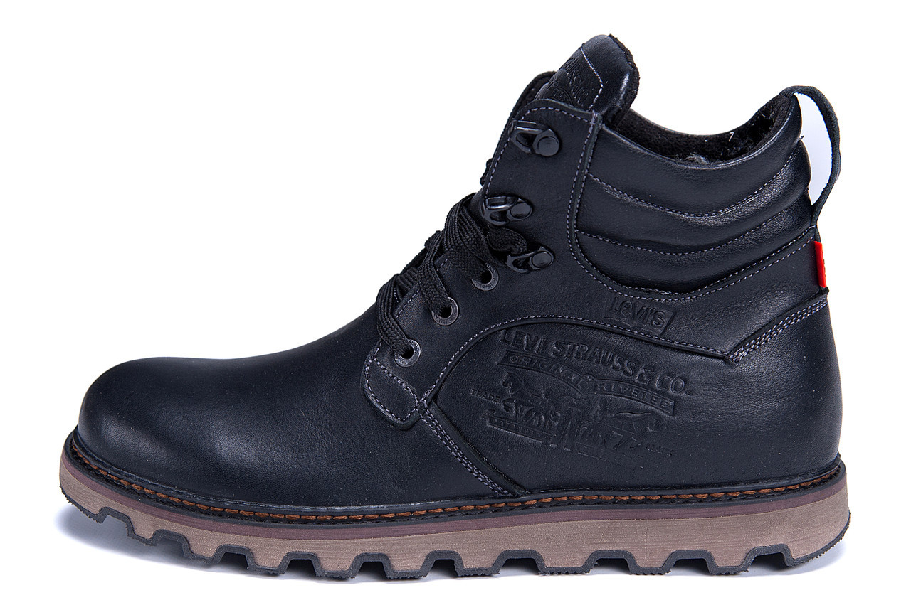 Мужские зимние кожаные ботинки Levis Stage 1 Black Night (реплика) р. 40 41 42 43 44 45