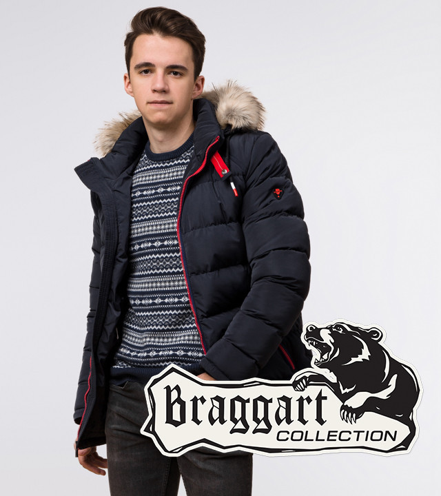 Подросток 13-17 лет | Куртка зимняя Braggart Teenager 73563 темно-синяя р. 40 42 44