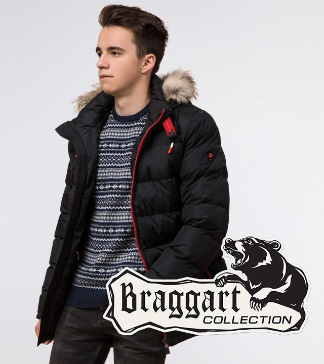 Подросток 13-17 лет | Зимняя куртка Braggart Teenager 73563 черная р. 40 42 44 46