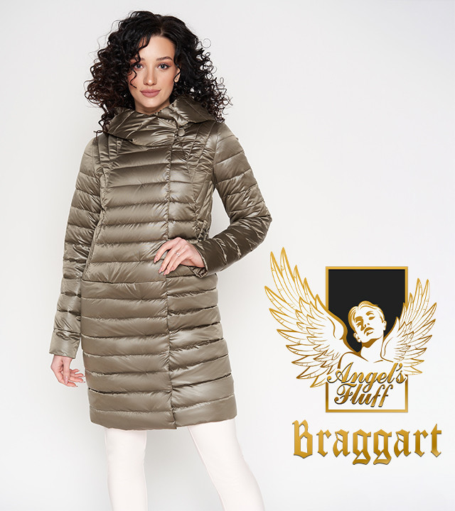 Braggart Angel's Fluff 28215 | Длинный воздуховик весенне-осенний капучино р. 42