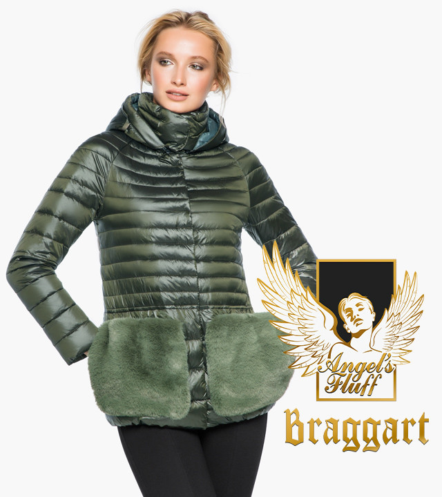 Braggart Angel's Fluff 15115 | Воздуховик женский осенне-весенний темный хаки р. 42 44 46 48 50 52
