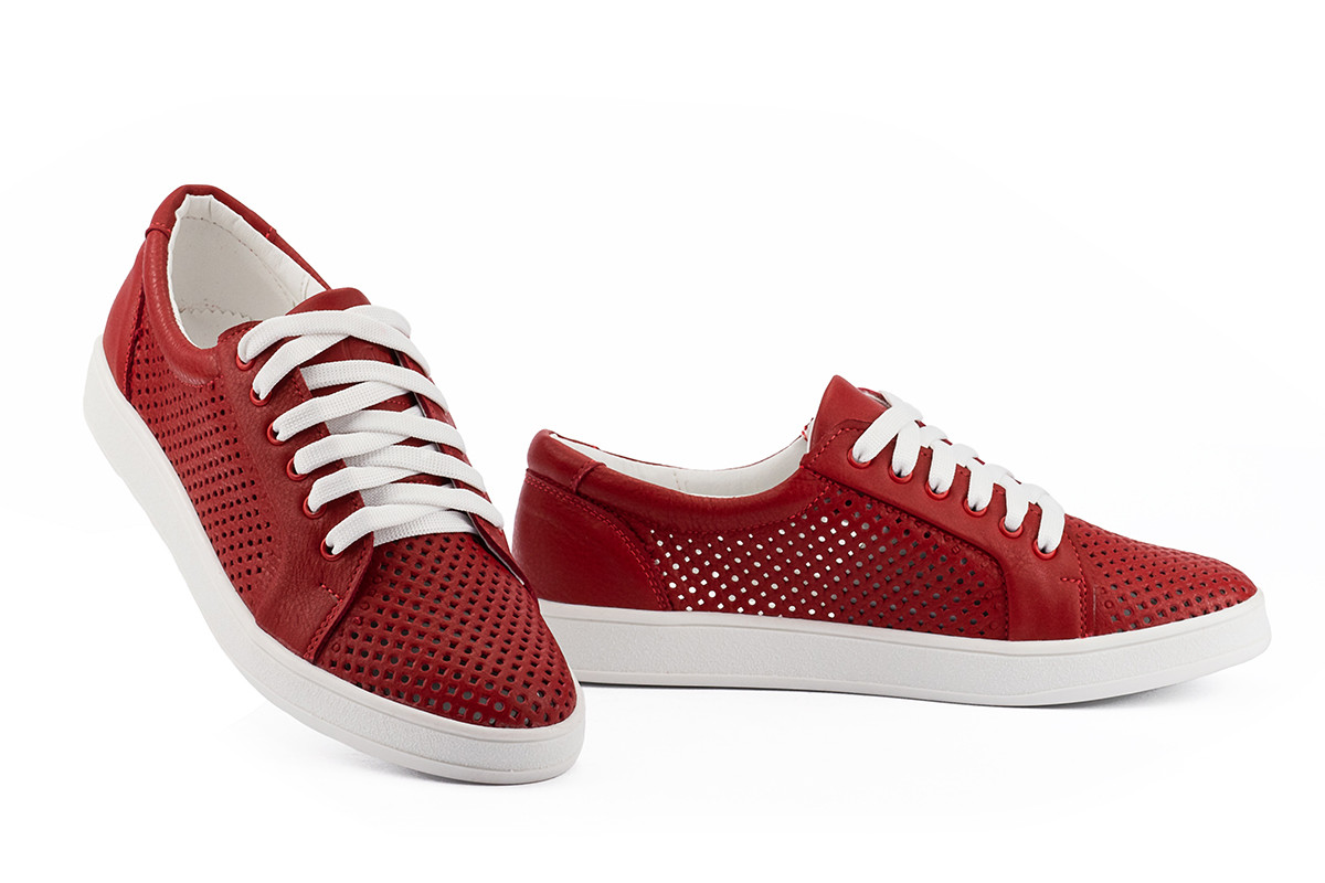 Жіночі кеди шкіряні літні червоні Yuves 590 Red Summer р. 32 33 35 36 37 38 39 40