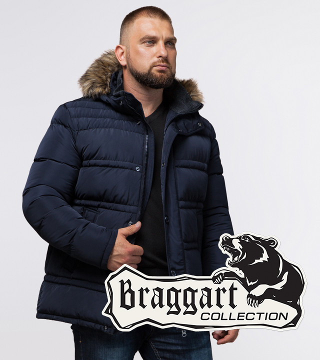 Braggart Titans 1365 | Зимняя мужская куртка большого размера синяя р. 56