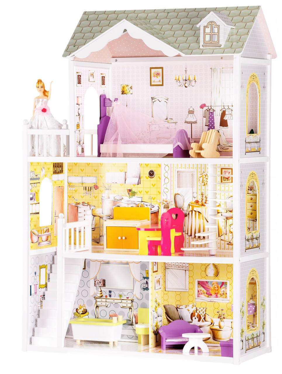 Мега большой игровой кукольный домик для барби 4108 Beverly 124 см