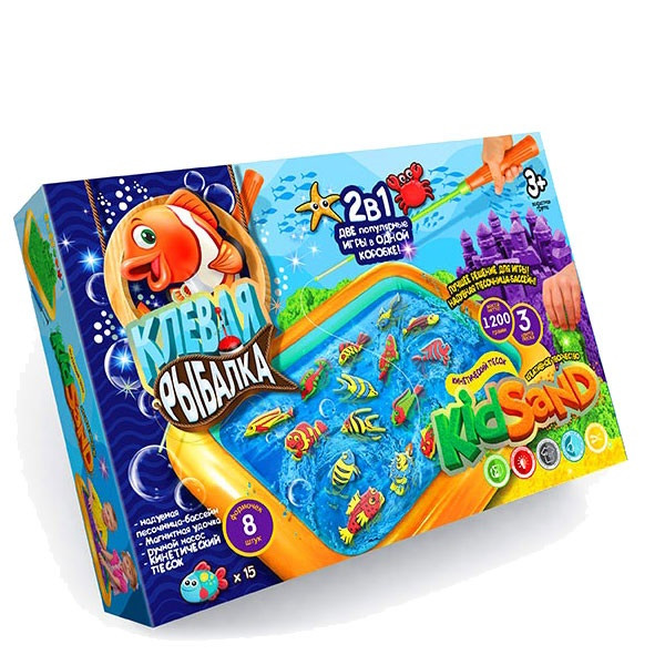 Детская игра с кинетическим песком + рыбалка на магнитную удочку, Danko Toys