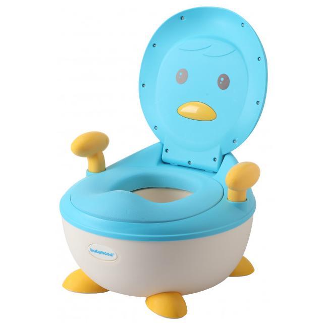 Детский горшок Пингвин с полиуретановым кольцом, голубой - Babyhood BH-113PB