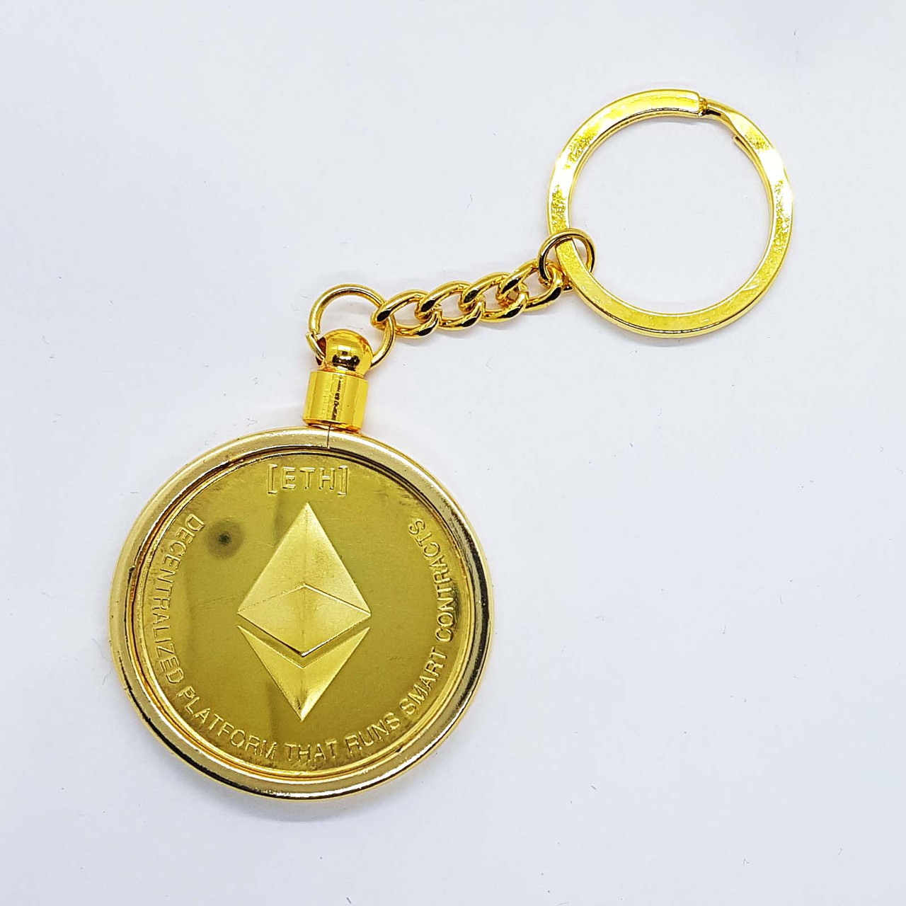 Брелок на ключи в виде монеты Ethereum позолоченная