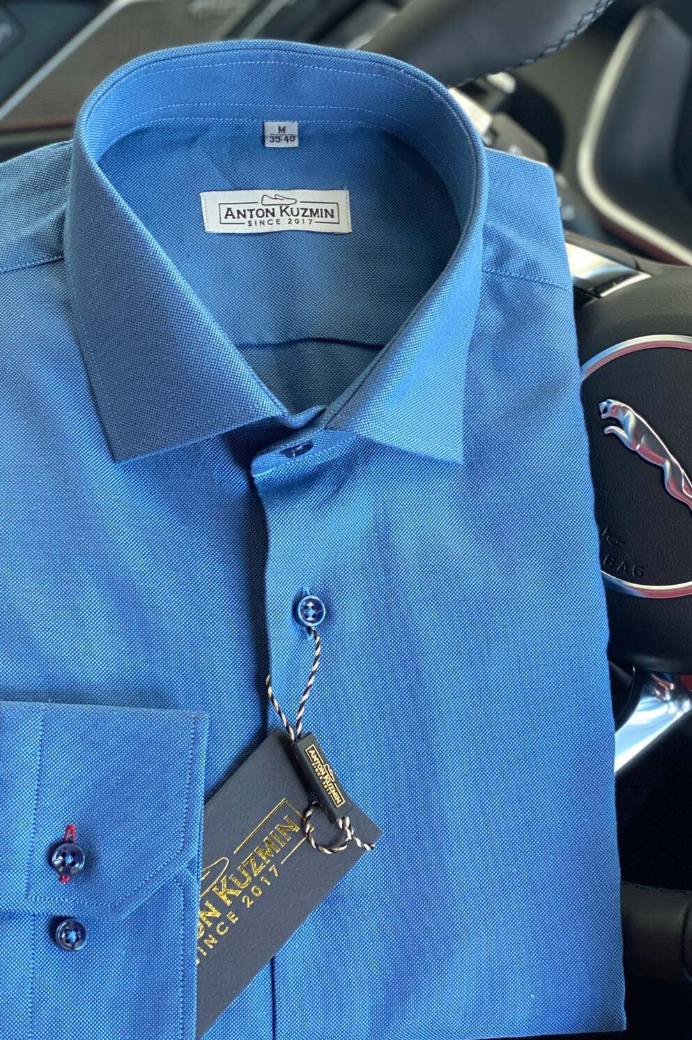 Рубашка Slim Fit синяя 001