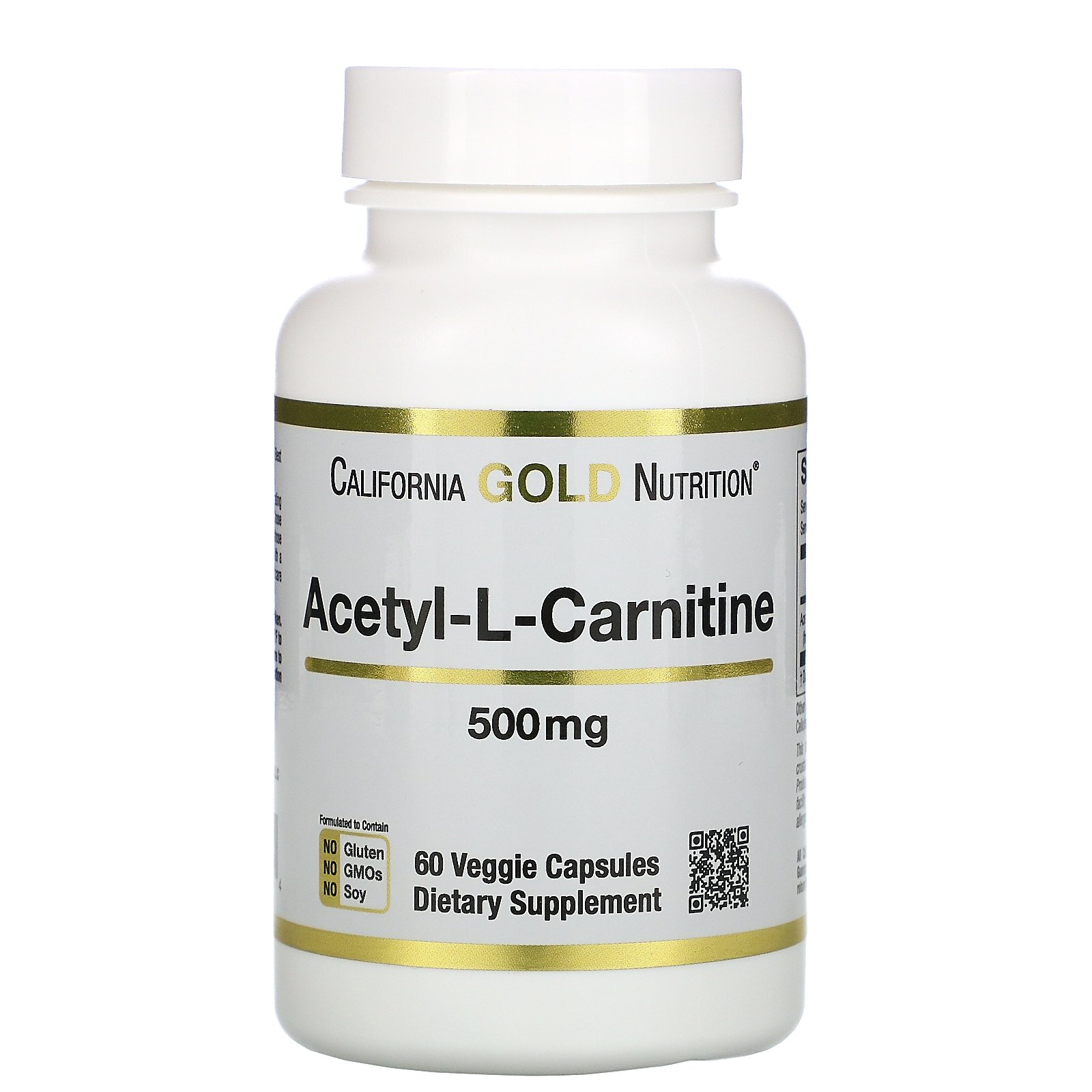 California Gold Nutrition, Acetyl-L-Carnitine, 500 mg, 60 Veggie Capsules