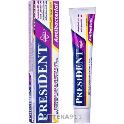 Зубная паста PRESIDENT (Президент) Clinical (Клиникал) Антибактериальная 75 мл