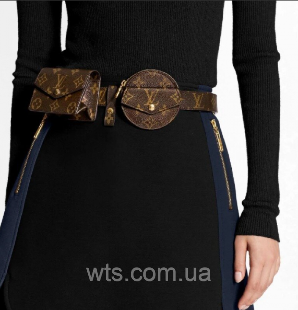 Женский ремень с навесными карманами Louis Vuitton коричневый