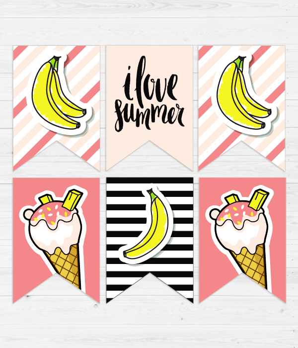 Бумажная гирлянда "I love Summer" (8 флажков)