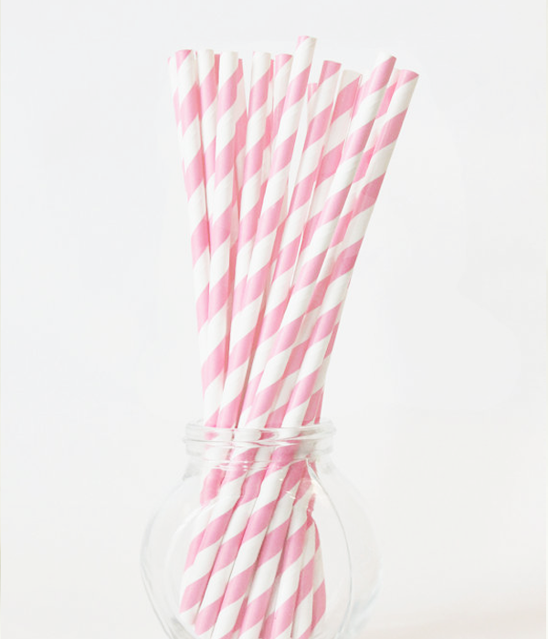 Бумажные трубочки "Baby pink white straws"