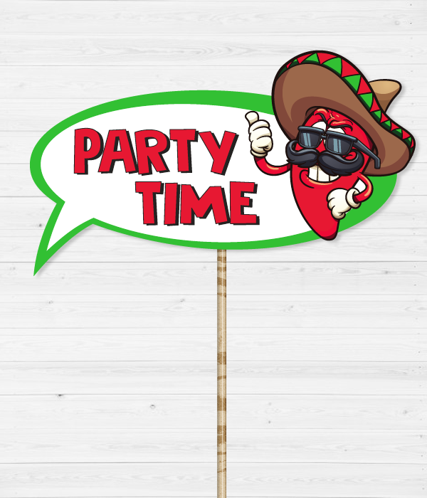 Табличка для фотосессии на мексиканской вечеринке "Party Time"