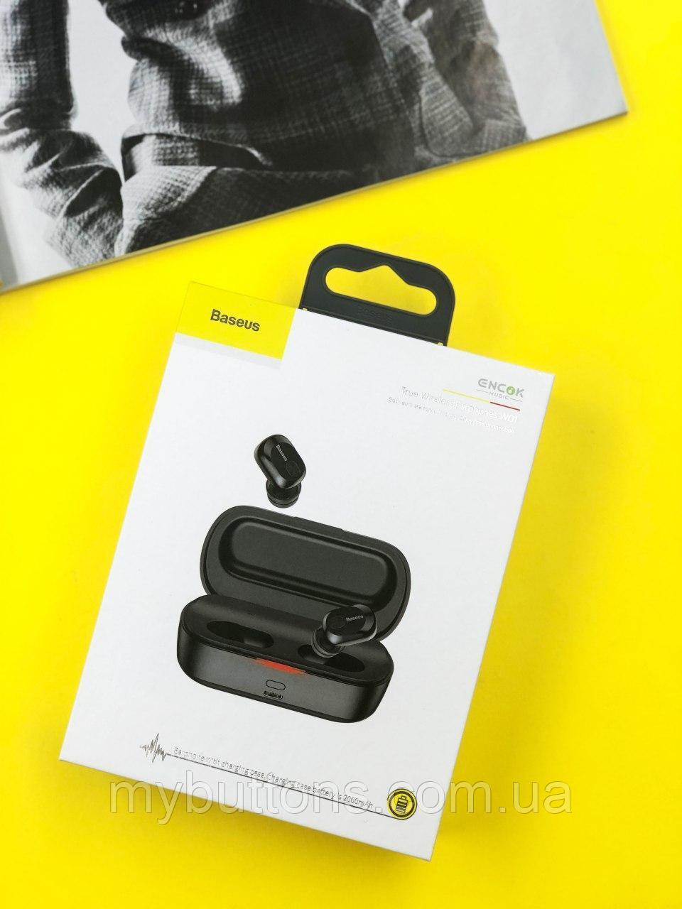 Беспроводные наушники TWS затычки 6ч с зарядным кейсом 2000мАч Baseus W01 Bluetooth 5.0 black (NGW01-01)