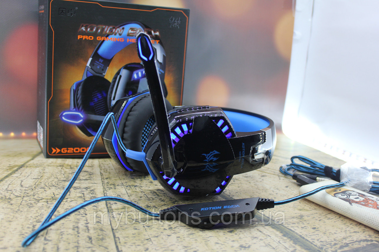 Игровые наушники PC Kotion Each G2000 3.5 + USB Colorfull Light Цвет Чёрный с LED подсветкой