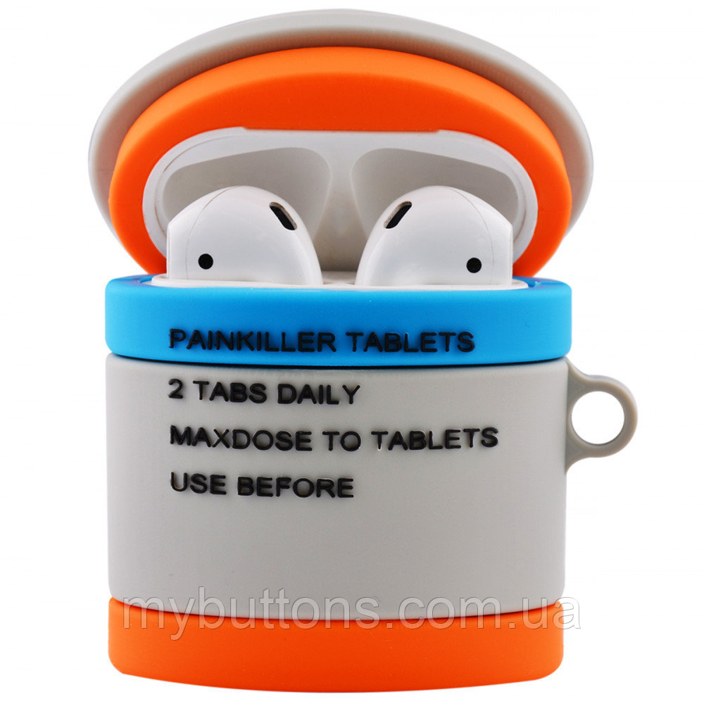 Силиконовый футляр PUBG с карабином для наушников AirPods (Pills)