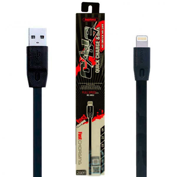 Кабель USB Apple Remax FullSpeed RC-001i Lightning 2m Черный