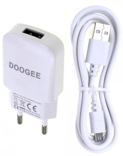 Зарядное устройство Doogee 2in1+ кабель 2.0A Белый