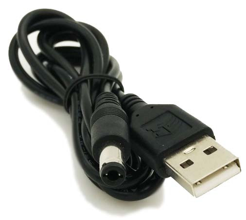Шнур питания от USB на 5.5x2.5 1m Черный