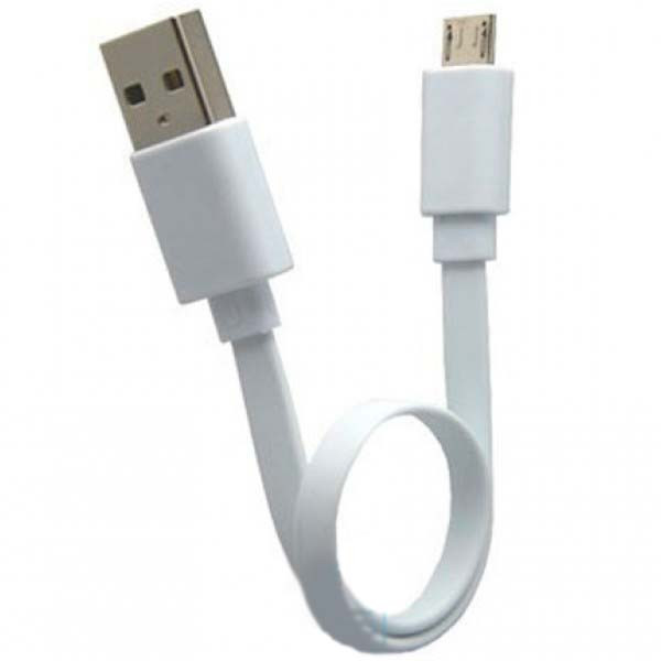 Шнур питания от USB на micro-USB плоский Белый 0.1m