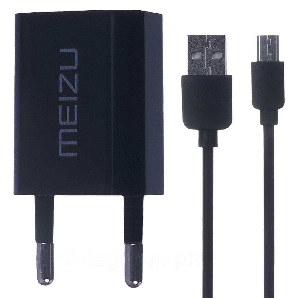 Зарядное устройство Meizu 2in1 + кабель 2.0A Черный