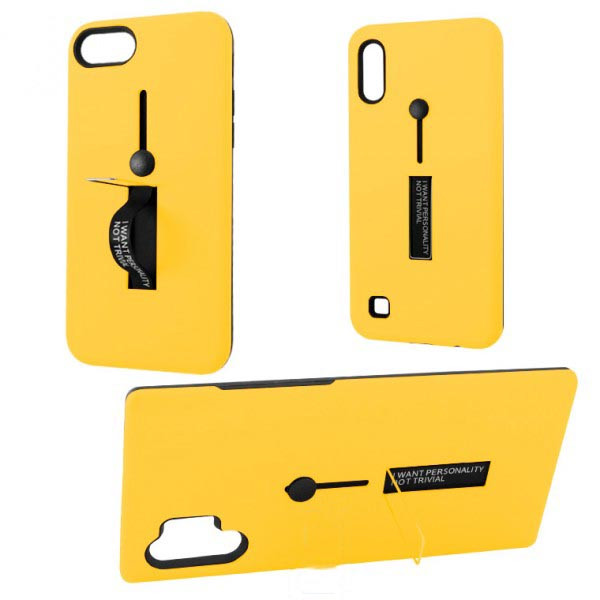 Чехол противоударный Metal Kickstand Soft Touch с держателем Apple iPhone X, XS Желтый