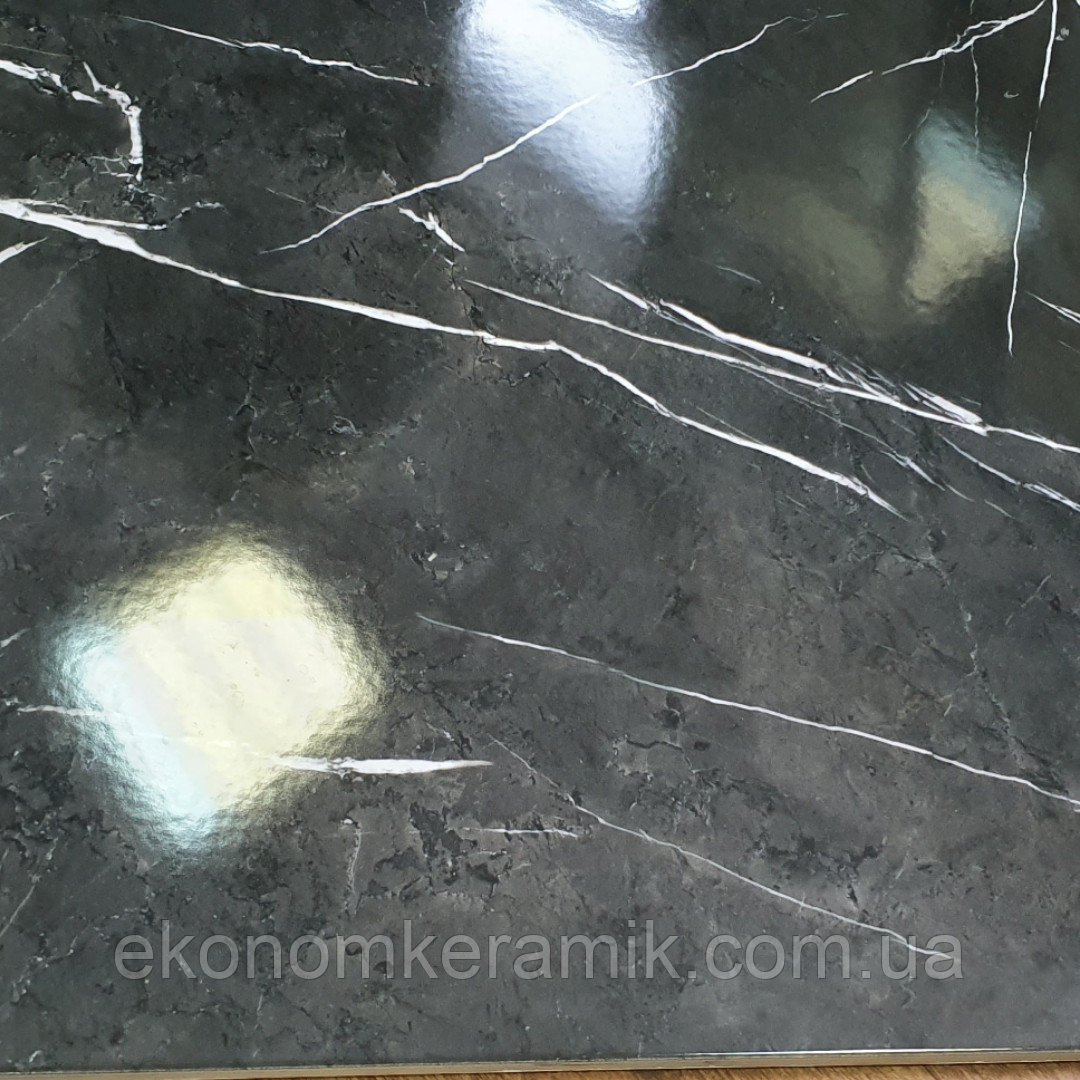 Плитка для пола Majesty Black, керамогранит напольный под черный мрамор 602х602мм