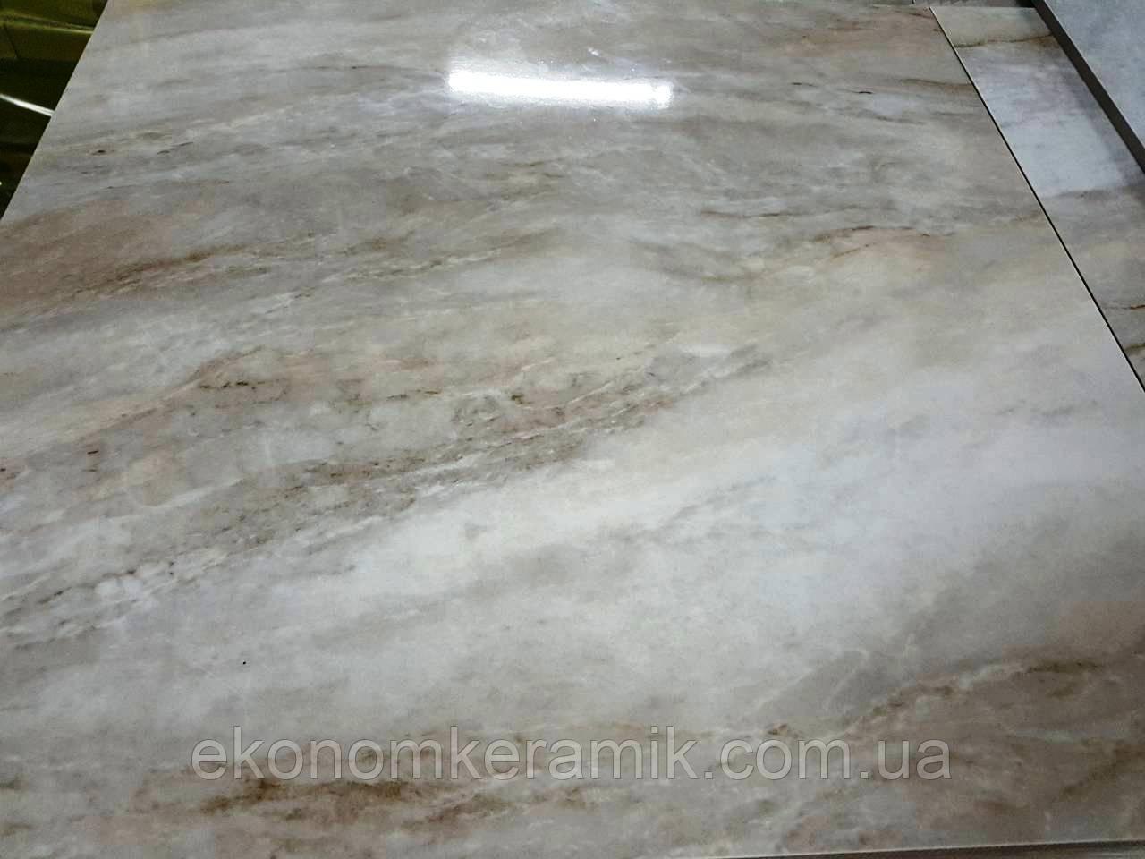 Плитка Crema Valencia GR 600х600, глянцевый керамогранит напольный под испанский мрамор