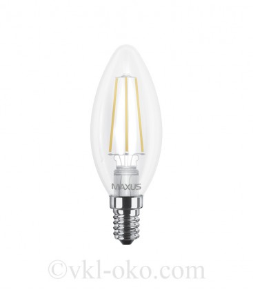 LED лампа MAXUS (filam) C37 4W яркий свет E14
