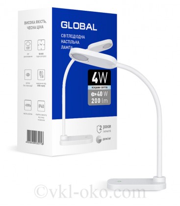 Настольная лампа GLOBAL DL-02 4W 4100K белая