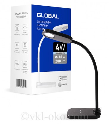 Настольная лампа GLOBAL DL-02 4W 4100K черная