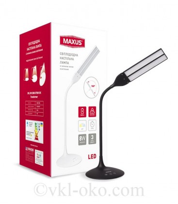 Умная лампа MAXUS DKL 8W (трансформ., аккум., таймер, димм., темп.) черная
