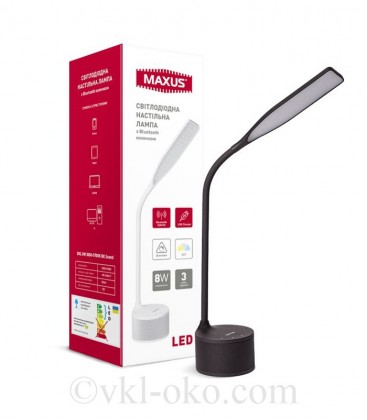 Умная лампа MAXUS DKL 8W (звук, USB, димминг, температура) черная