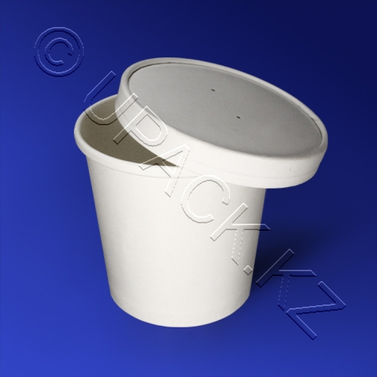 Супница белая/ламинир 445мл ECOSOUP d7,5см h10см с крышкой картон 16W