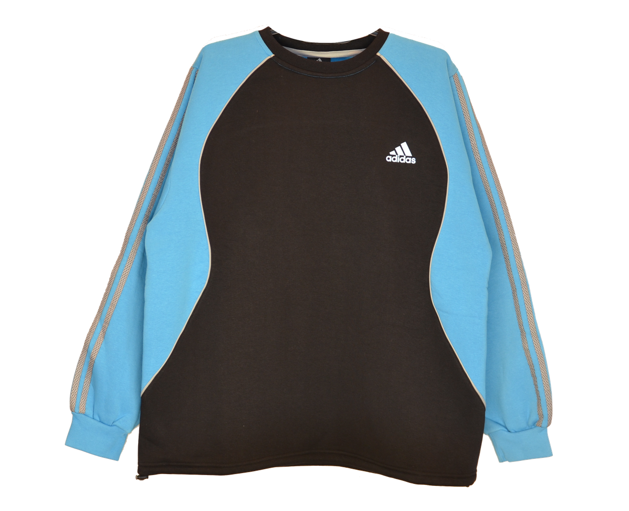 Теплая мужская черная толстовка Adidas с голубыми вставками
