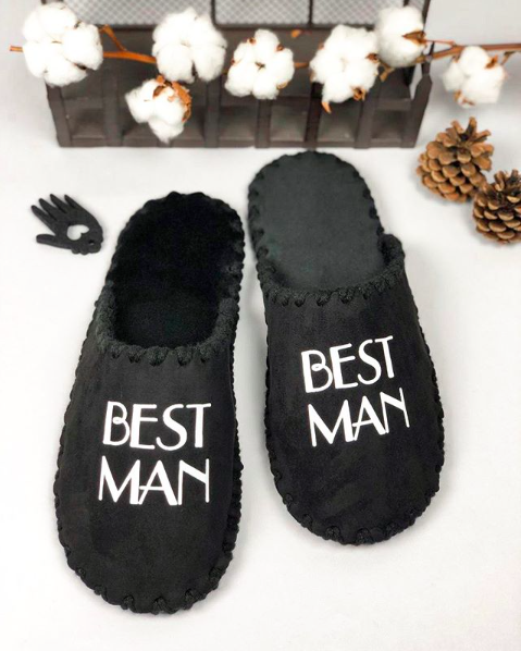 Мужские фетровые тапочки с принтом The Best Man (разные цвета)