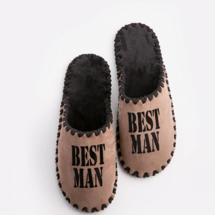 Мужские домашние тапочки Best Man мокко закрытые, Family Story, Свой размер (n0102001-fb)