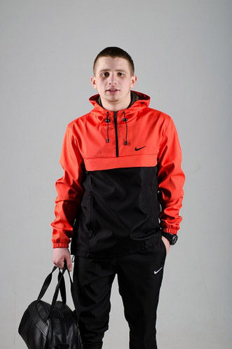 Спортивный костюм мужской Найк, Nike черный - оранжевый. Барсетка в Подарок